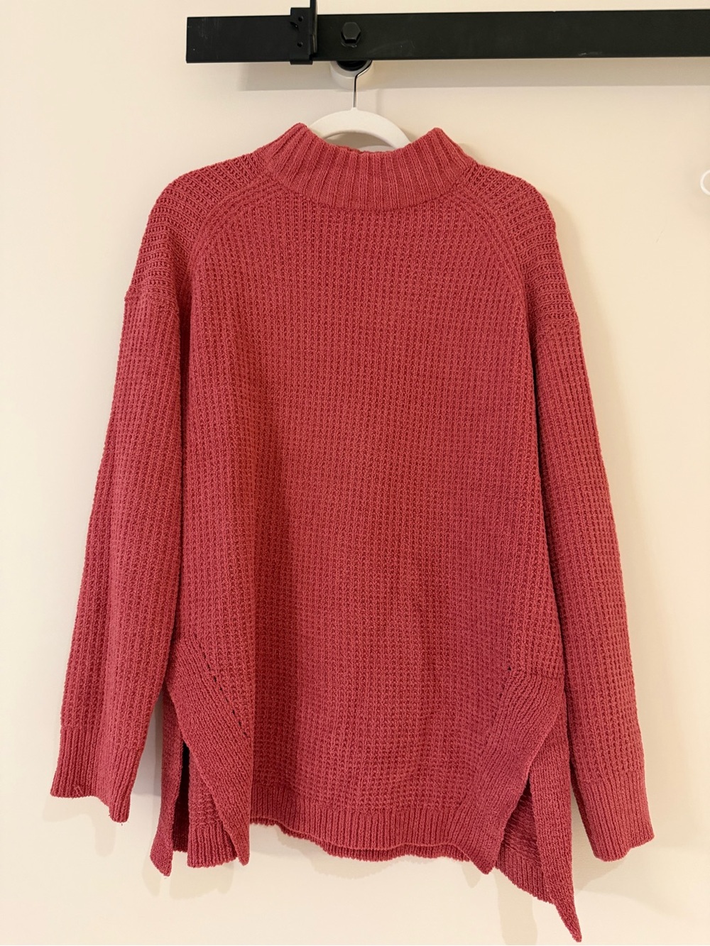 the A New Day Women's Waffle Knit Mock Neck Sweater in the Rust Rose